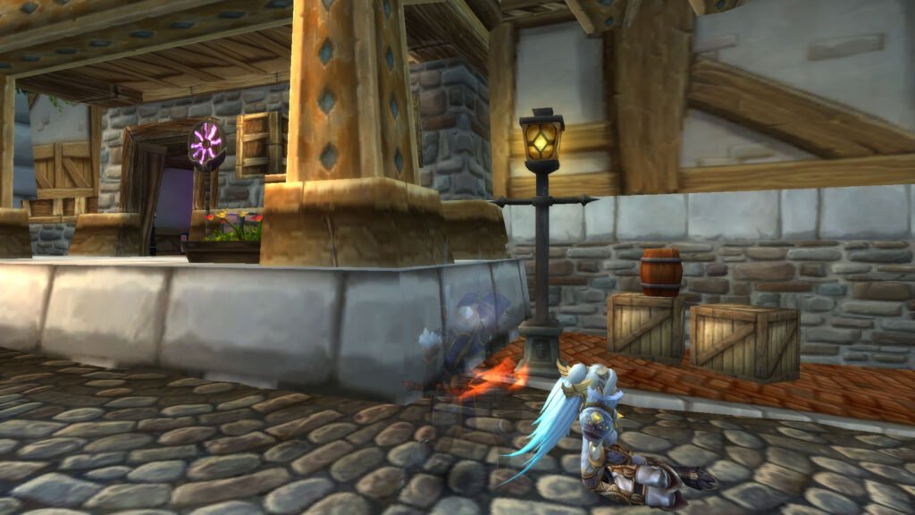 WoW Night Elf rogue sneaked up on a sitting draenei