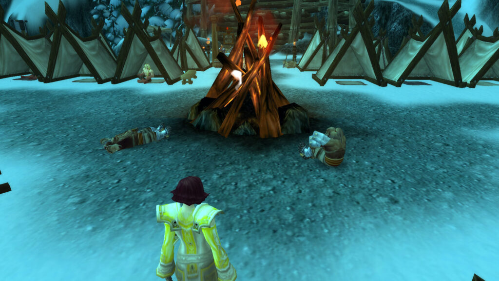 WoW Human and dwarf by the campfire